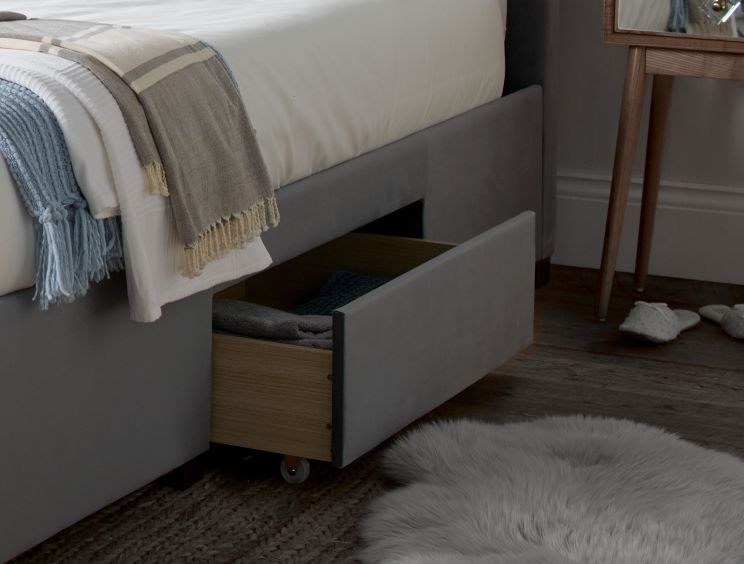 Woodbury Grey Upholstered Drawer Storage Bed Frame Only