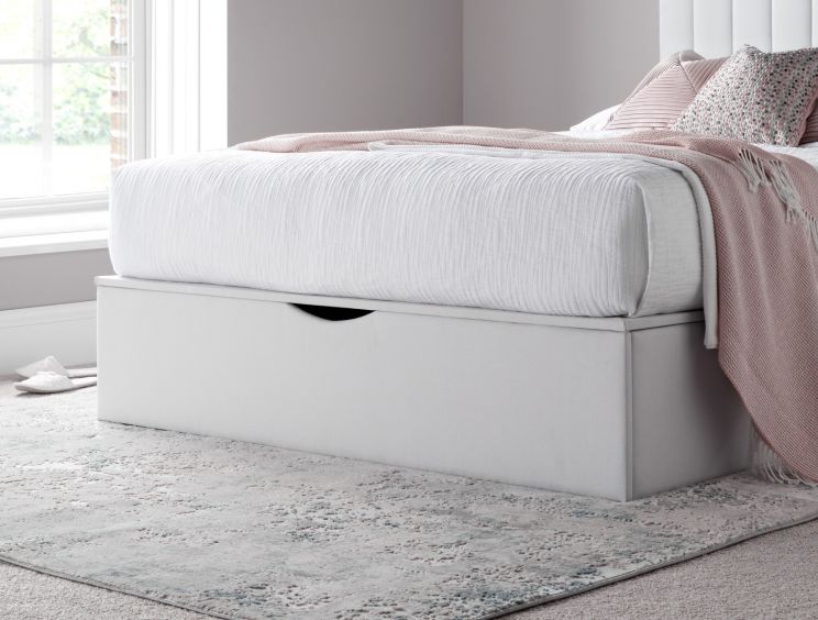 Onelife Off White Upholstered Ottoman Double Bed Frame