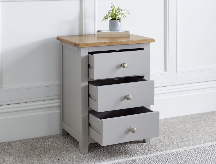 Wilmslow Light Grey 3 Drawer Bedside Only