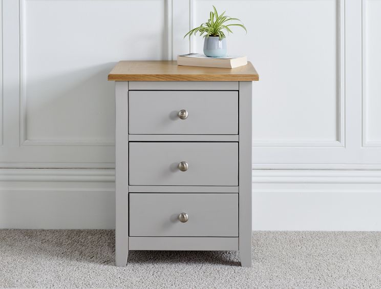 Wilmslow Light Grey 3 Drawer Bedside Only