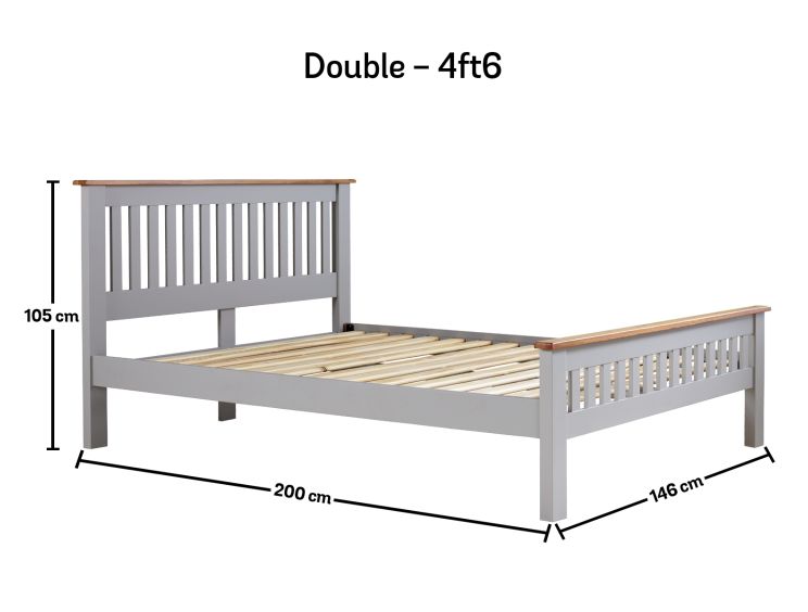Wilmslow Light Grey Wooden Double Bed Frame Only