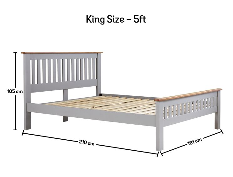 Wilmslow Light Grey Wooden King Size Bed Frame Only