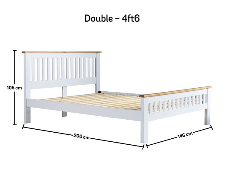 Wilmslow White Wooden Double Bed Frame Only
