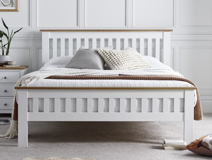 Wilmslow White Wooden Double Bed Frame Only