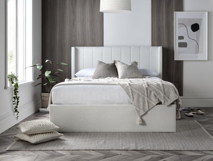 Wilson Cream Upholstered Ottoman King Size Bed Frame