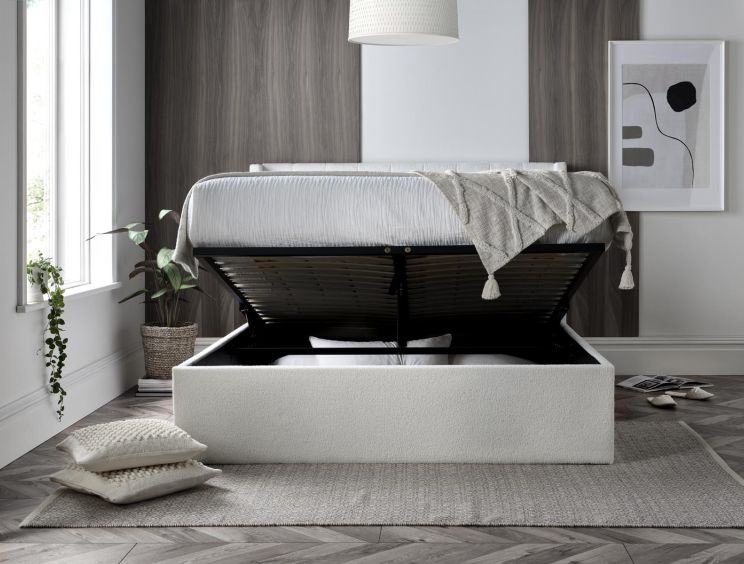 Wilson Cream Upholstered Ottoman King Size Bed Frame