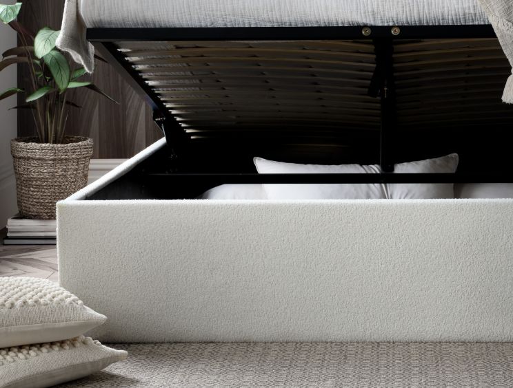 Wilson Cream Upholstered Ottoman King Size Bed Frame