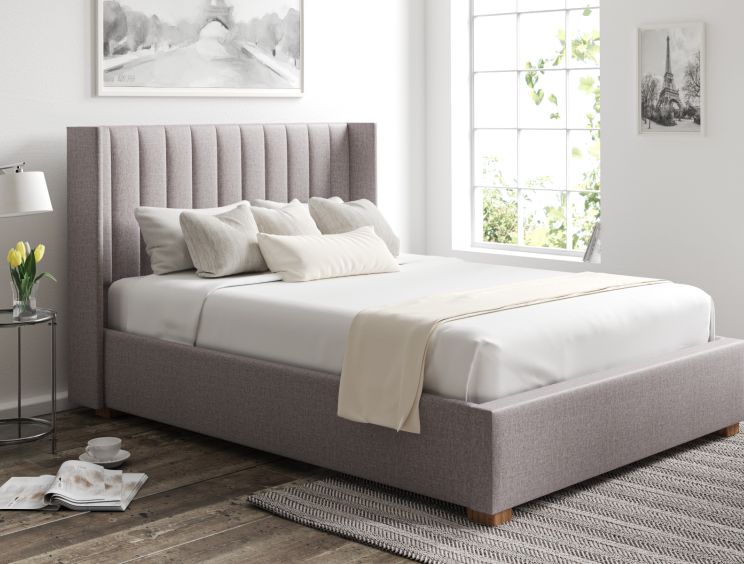 Essentials Winged Grey Ottoman Double Bed Frame