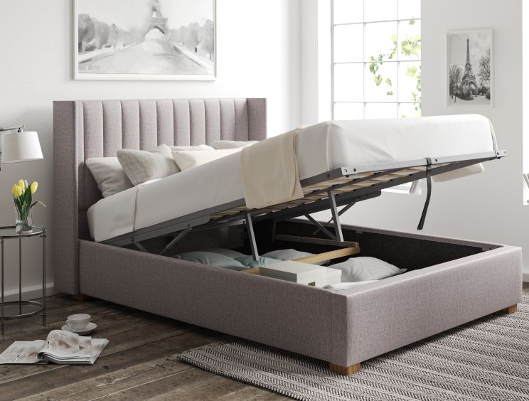 Essentials Winged Grey Ottoman Double Bed Frame