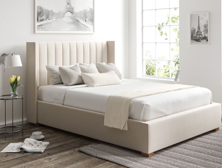 Essentials Winged Off White Ottoman King Size Bed Frame