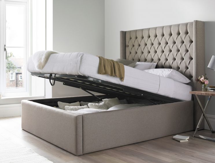 Islington Naples Silver Upholstered Ottoman King Size Bed Frame Only