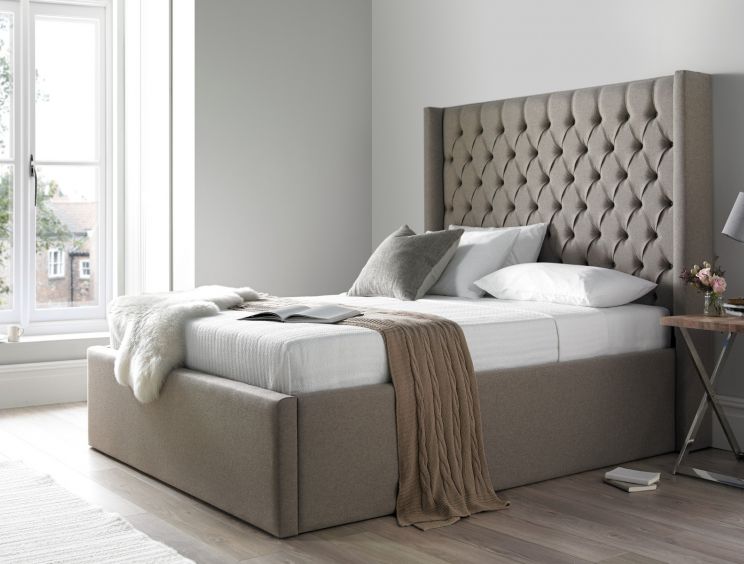 Islington Shetland Nickel Upholstered Ottoman Super King Size Bed Frame Only