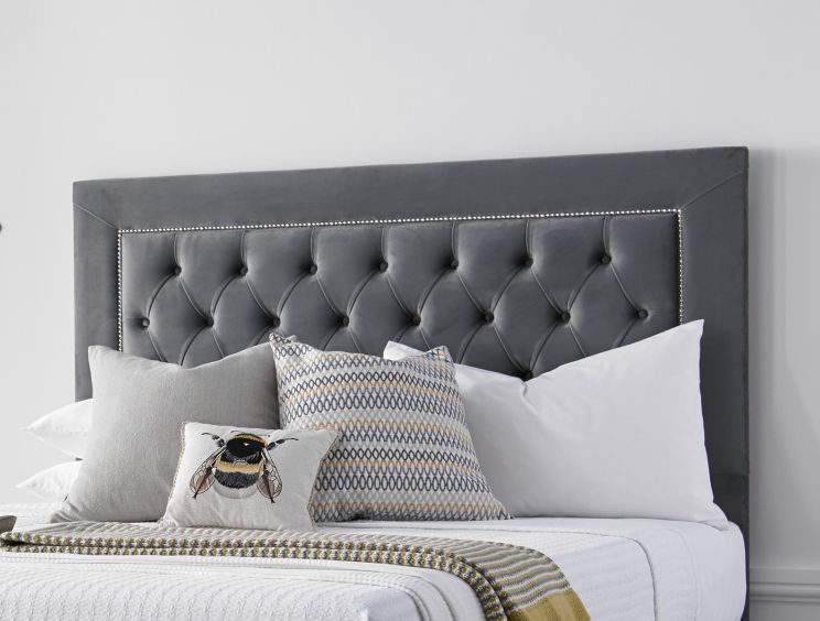 Grey tufted sales headboard king