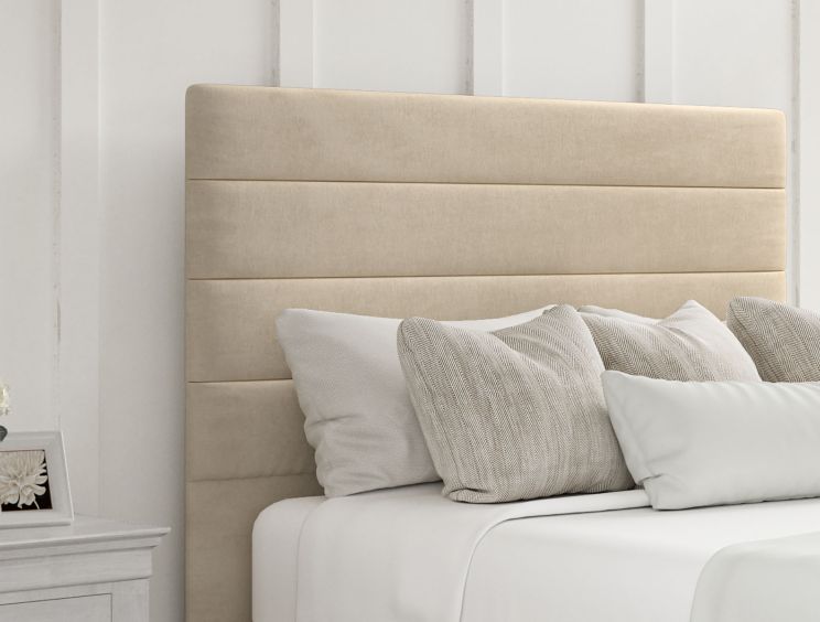 Zodiac Naples Cream Upholstered Double Headboard and Non-Storage Base