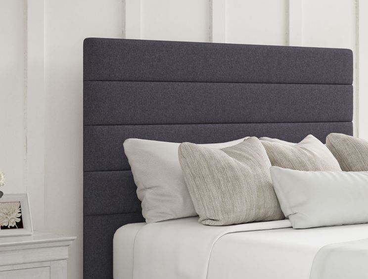Zodiac Siera Denim Upholstered Compact Double Headboard and Shallow Base On Legs
