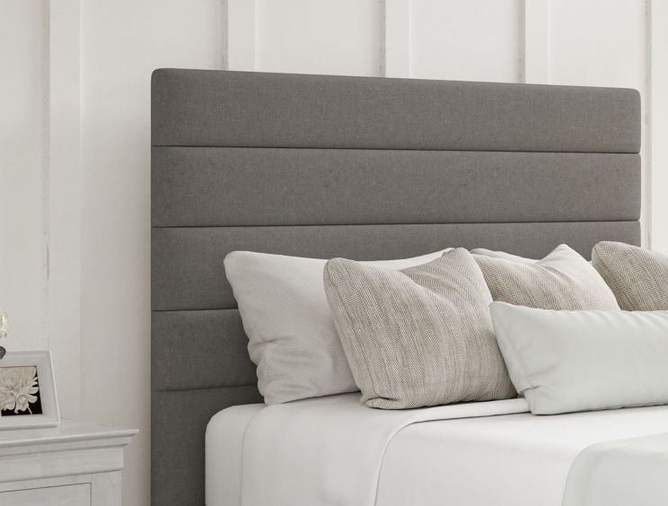 Zodiac Siera Silver Upholstered Compact Double Headboard and Non-Storage Base