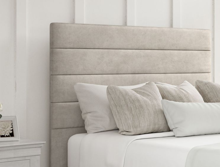 Zodiac Verona Silver Upholstered Compact Double Headboard and Non-Storage Base