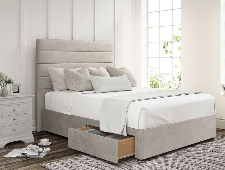 Zodiac Verona Silver Upholstered Double Headboard and 2 Drawer Base