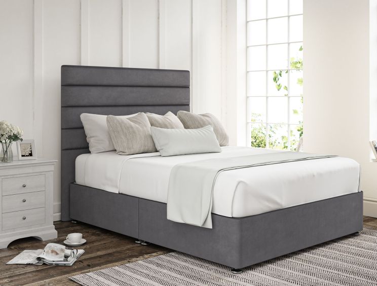 Zodiac Plush Steel Upholstered Double Headboard and Non-Storage Base