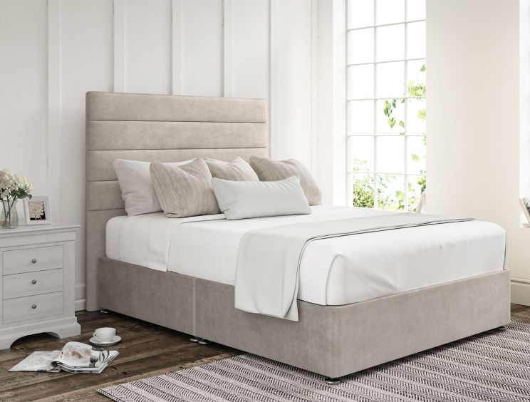 Zodiac Verona Silver Upholstered Compact Double Headboard and Non-Storage Base