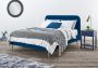 Elona Navy Blue Velvet Upholstered Double Bed Frame Only