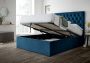 Maxi Blue Velvet Upholstered Ottoman Storage King Size Bed Frame Only