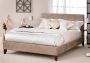 Serene Chelsea Upholstered Bed Frame - Double Bed Frame Only - Fudge with Mahogany Feet