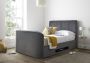 Copenhagen Upholstered Ottoman TV Bed Charcoal Velvet - King Size Bed Frame Only