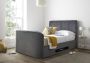 Copenhagen Upholstered Ottoman TV Bed Charcoal Velvet - Double Bed Frame Only