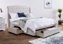 Elise Stone Winged Upholstered Drawer Storage Bed Frame - Double