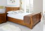 Louie Wooden Sleigh Bed - Oak Finish - Double Bed Frame Only