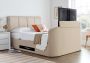 Copenhagen Upholstered Ottoman TV Bed Natural - Double Bed Frame Only