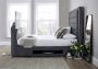 Kaydian Titan Charcoal Grey Upholstered TV and Media Bed Including Headboard Speakers & Sound Bar - King Size