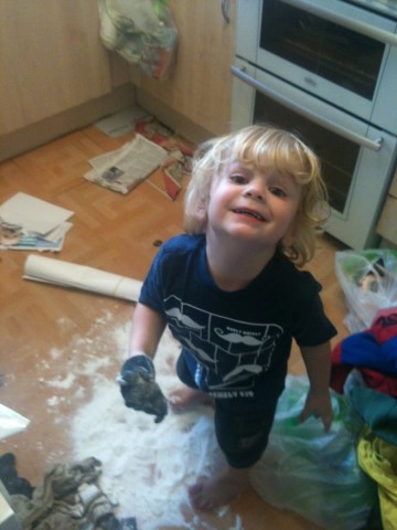 Leanne Perrett from Swindon said: "My son decided the sugar I had got from the shops would be better used to create a snow scene in the kitchen"