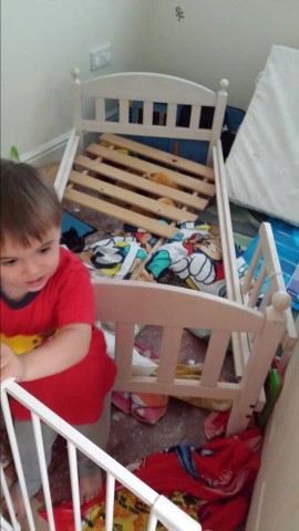 Lisa Bennett from Corfe Mullen says: "My toddler took his bed apart and trashed his room every morning until he got a big boy bed like his big brother."
