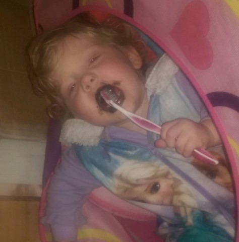 Natasha Bowler from Ballyclare said: " My two year old Ava using my mascara as lipgloss AND ruining my toothbrush for good measure."