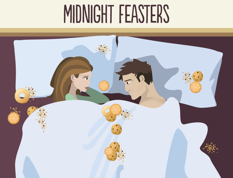 Sleepiquette: The Dos and Don'ts of Sharing a Bed midnight feasters