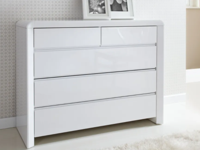 ice high gloss chest of drawers