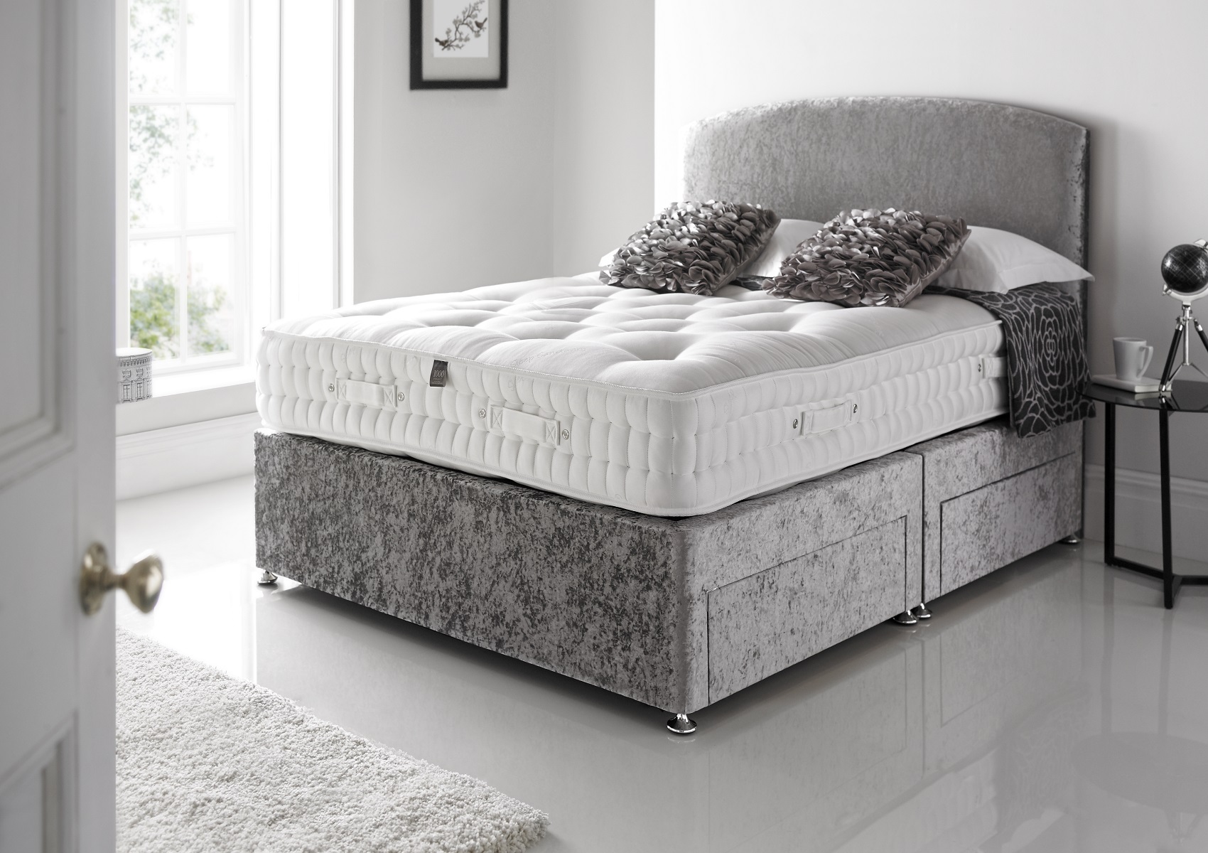 View Elite Slate Upholstered Double Divan Bed Time4Sleep information