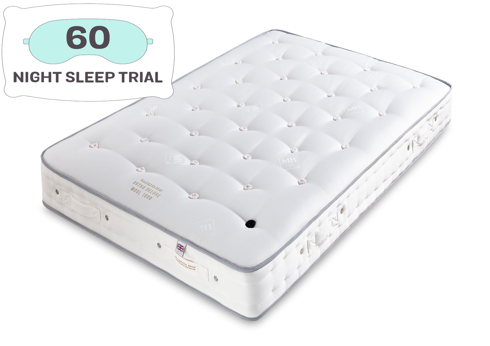 View Millbrook Ortho Deluxe Wool Pocket 1000 Mattress Time4Sleep information