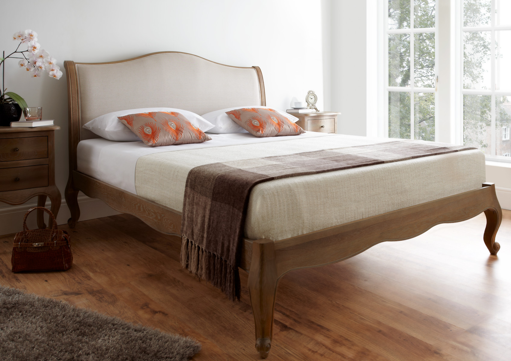 View Amelia Weathered Oak Wooden Double French Style Bed Time4Sleep information