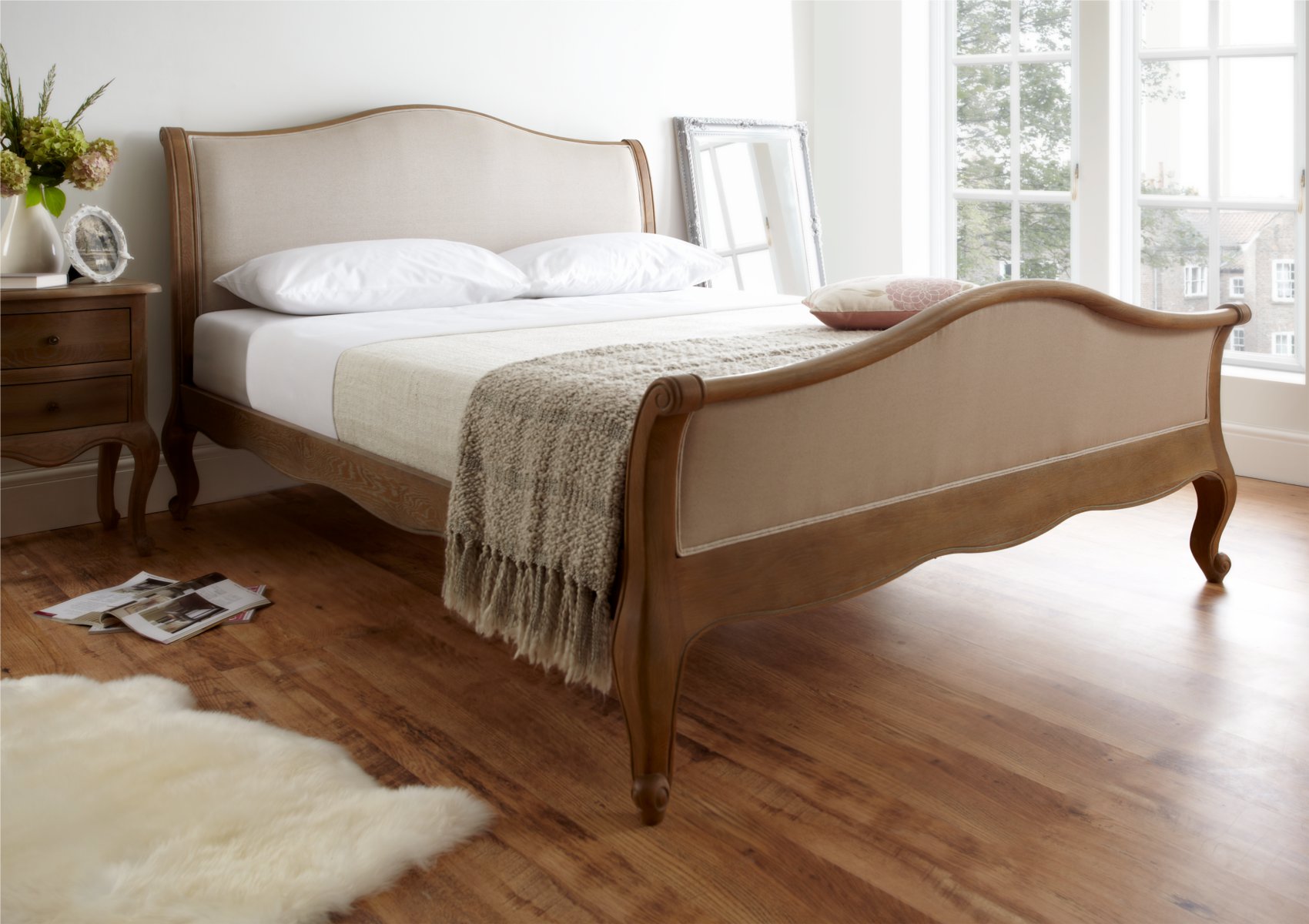 View Amelia Weathered Oak Wooden King Size French Style Bed Time4Sleep information