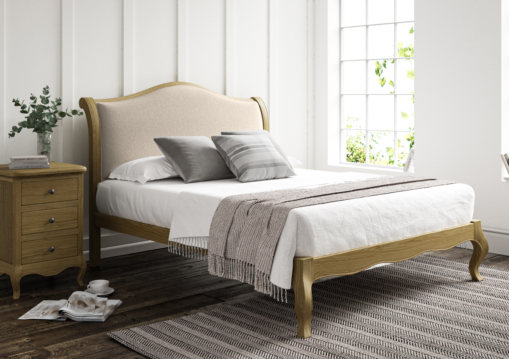 View Lyon Arran Natural Upholstered Oak Bed Frame LFE Bed Frame Only Time4Sleep information