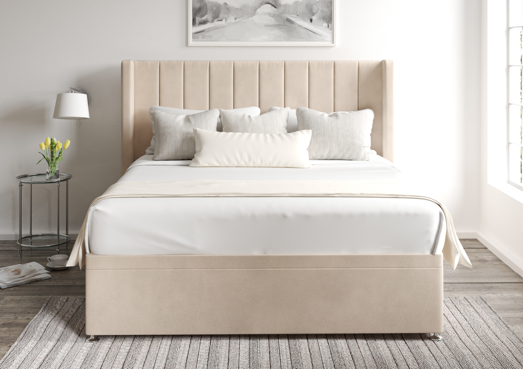 View Aurelia Trebla Flax Upholstered Super King Ottoman Bed Time4Sleep information