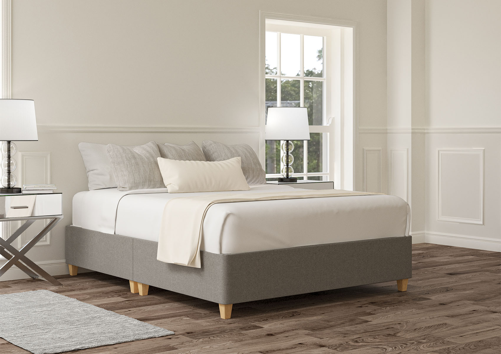 View Shallow Naples Cream Upholstered Super King Bed Time4Sleep information