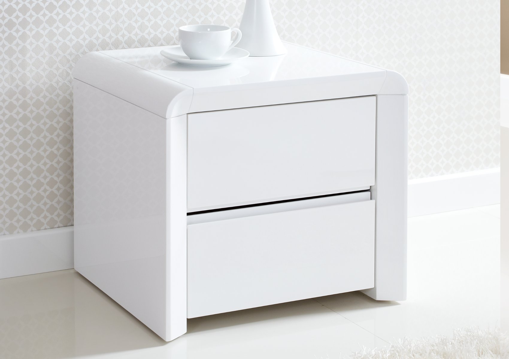 View Ice High Gloss 2 Drawer Bedside White Time4Sleep information