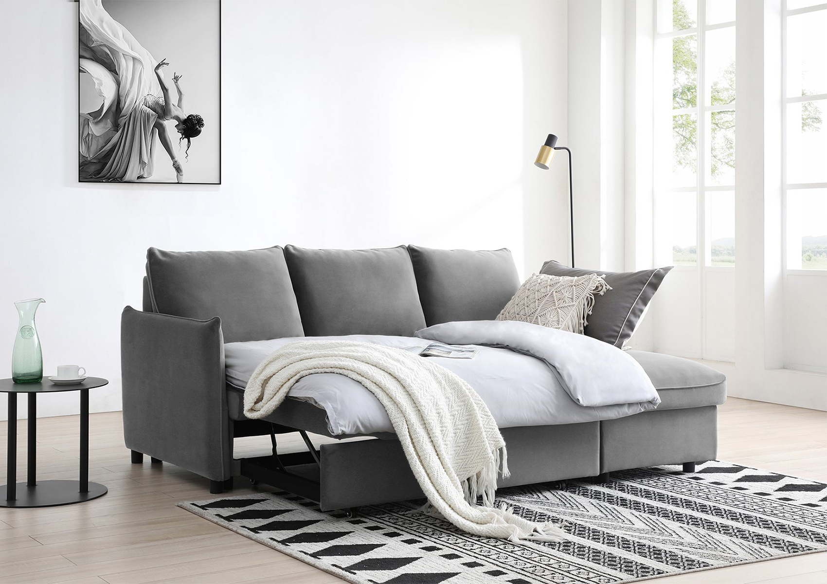 View Coniston Grey Corner Sofa Bed Time4Sleep information
