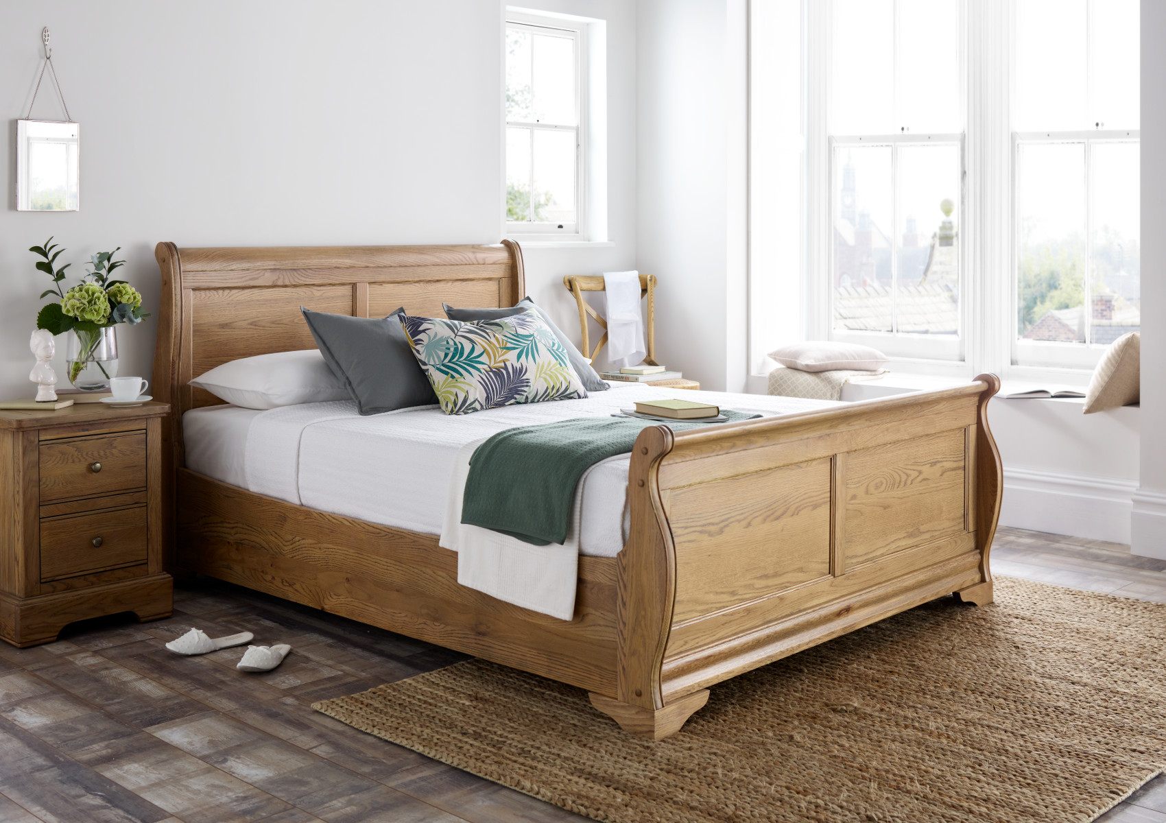 View Bordeaux Oak Wooden Sleigh Bed Time4Sleep information