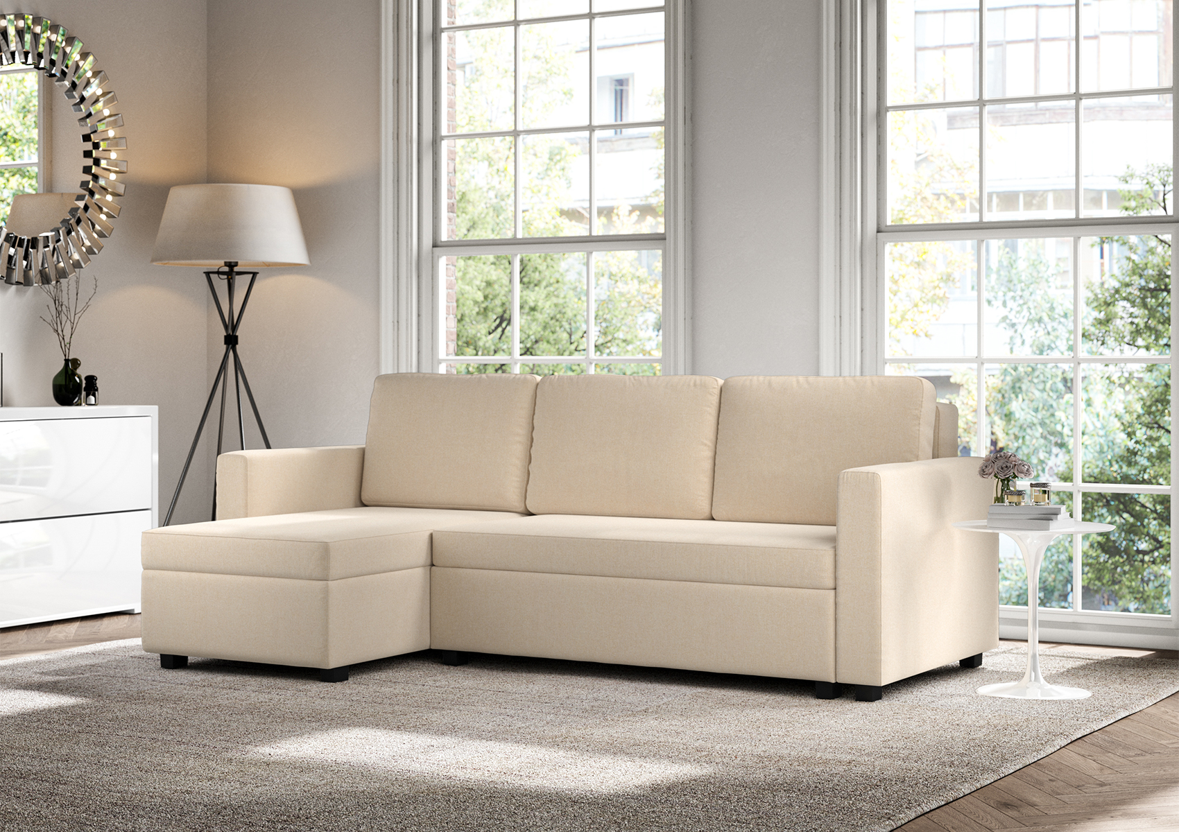 View Cagliari Corner Ottoman Linear Natural Sofa Bed Time4Sleep information