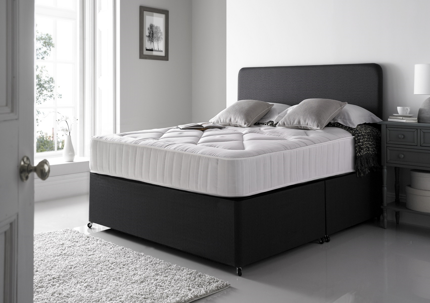 View Cheltenham Grey Upholstered King Size Divan Bed Time4Sleep information